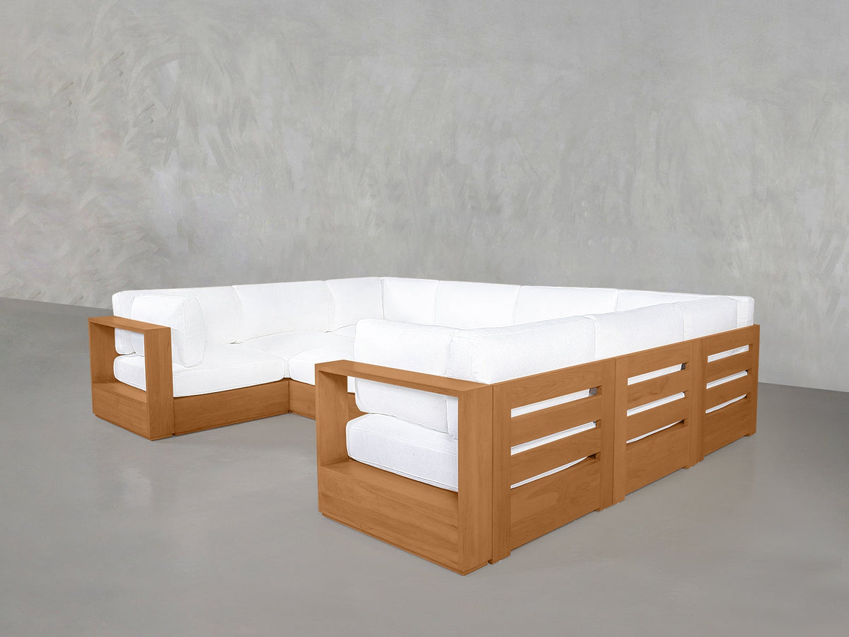10-Seat Modular Closed Pit Teak Outdoor - 7th Avenue