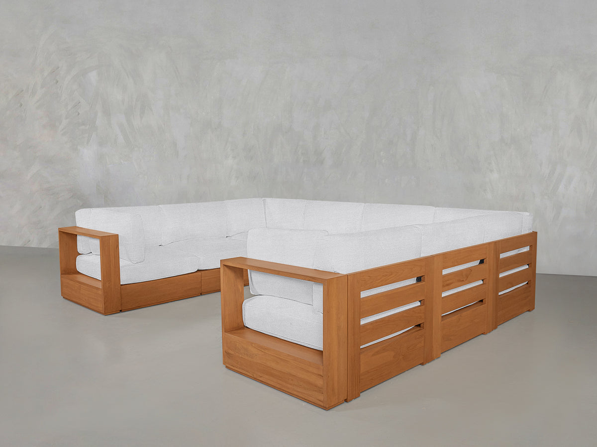 8-Seat Modular U-Sectional Teak Outdoor