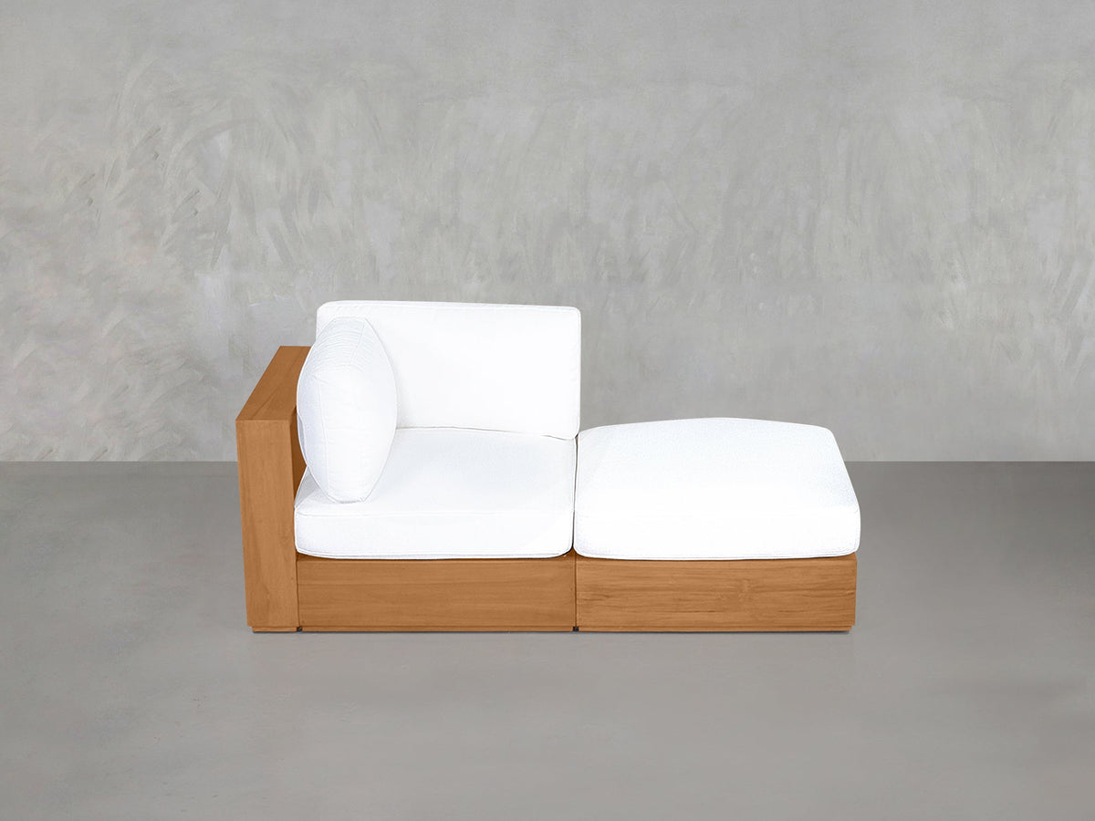 2-Seat Modular Lounger Loveseat Teak Outdoor - 7th Avenue
