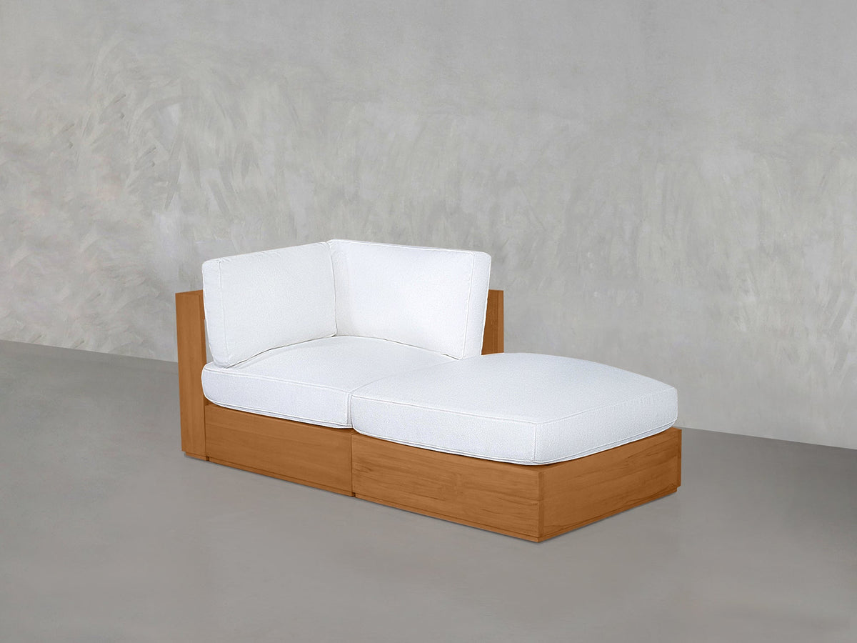 2-Seat Modular Lounger Loveseat Teak Outdoor - 7th Avenue