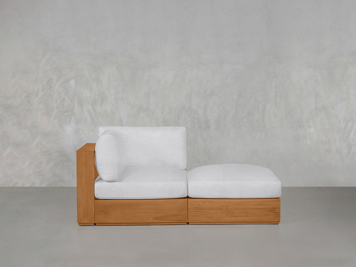 2-Seat Modular Lounger Loveseat Teak Outdoor - 7th Avenue