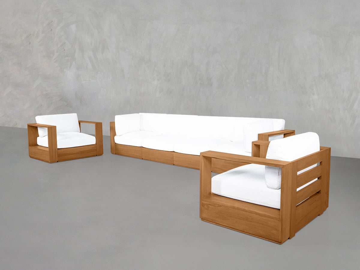 4-1-1 Sofa & Armchair Set Teak Outdoor - 7th Avenue
