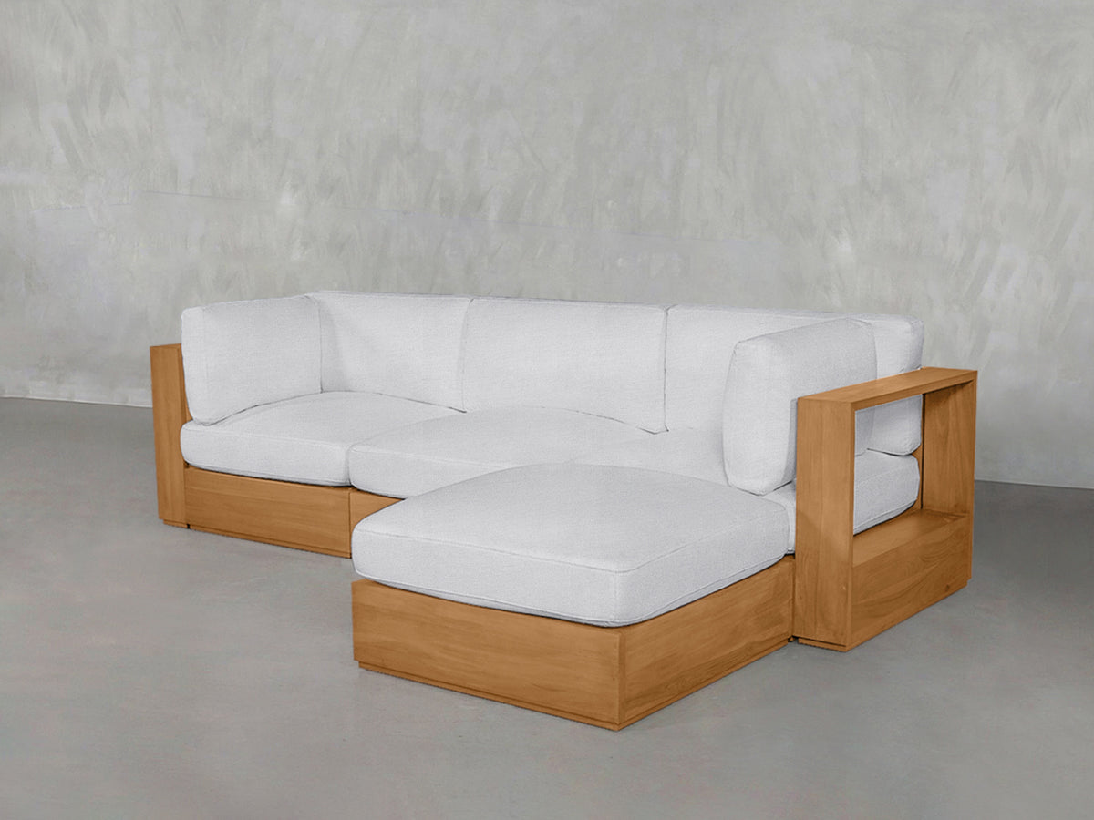 4-Seat Modular Chaise Sectional Teak Outdoor
