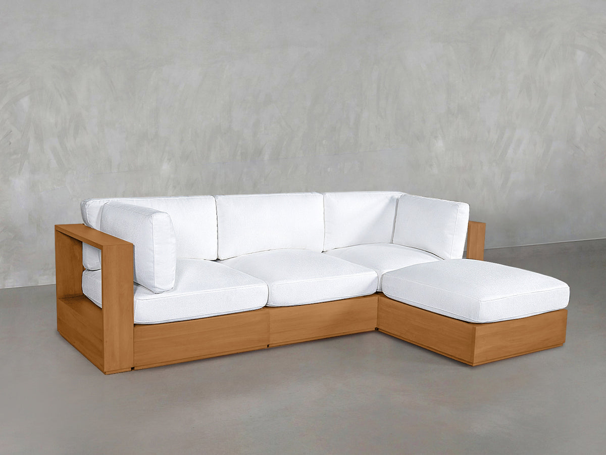 4-Seat Modular Chaise Sectional Teak Outdoor
