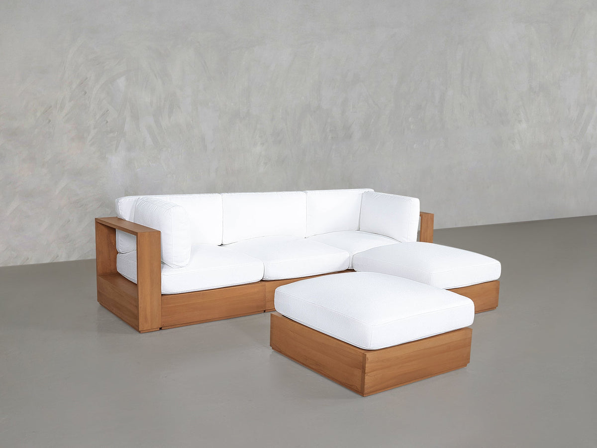 4-Seat Modular Chaise Sectional with Ottoman Teak Outdoor - 7th Avenue