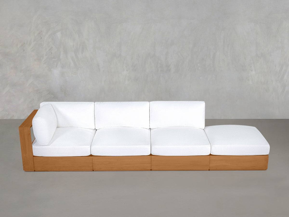 4-Seat Modular Lounger Sofa Teak Outdoor - 7th Avenue