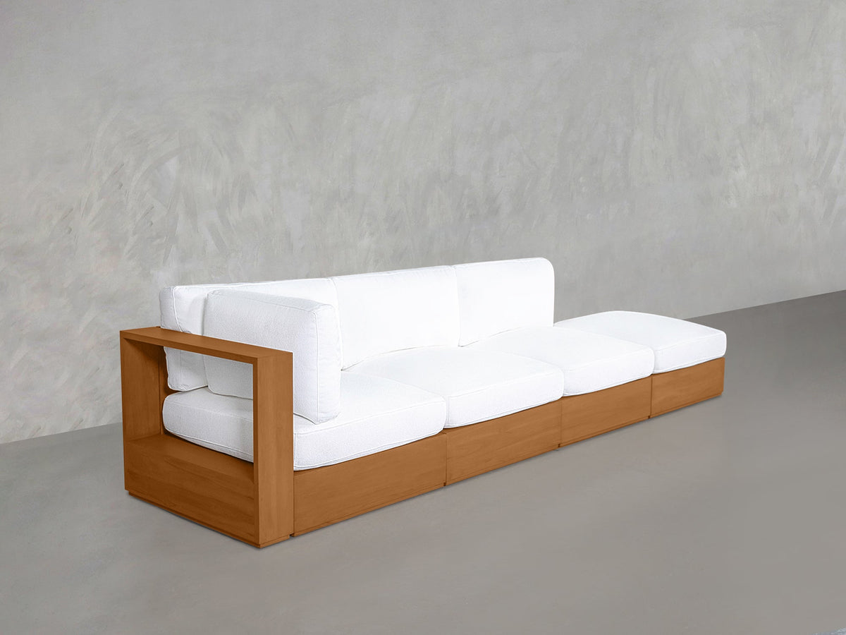 4-Seat Modular Lounger Sofa Teak Outdoor - 7th Avenue