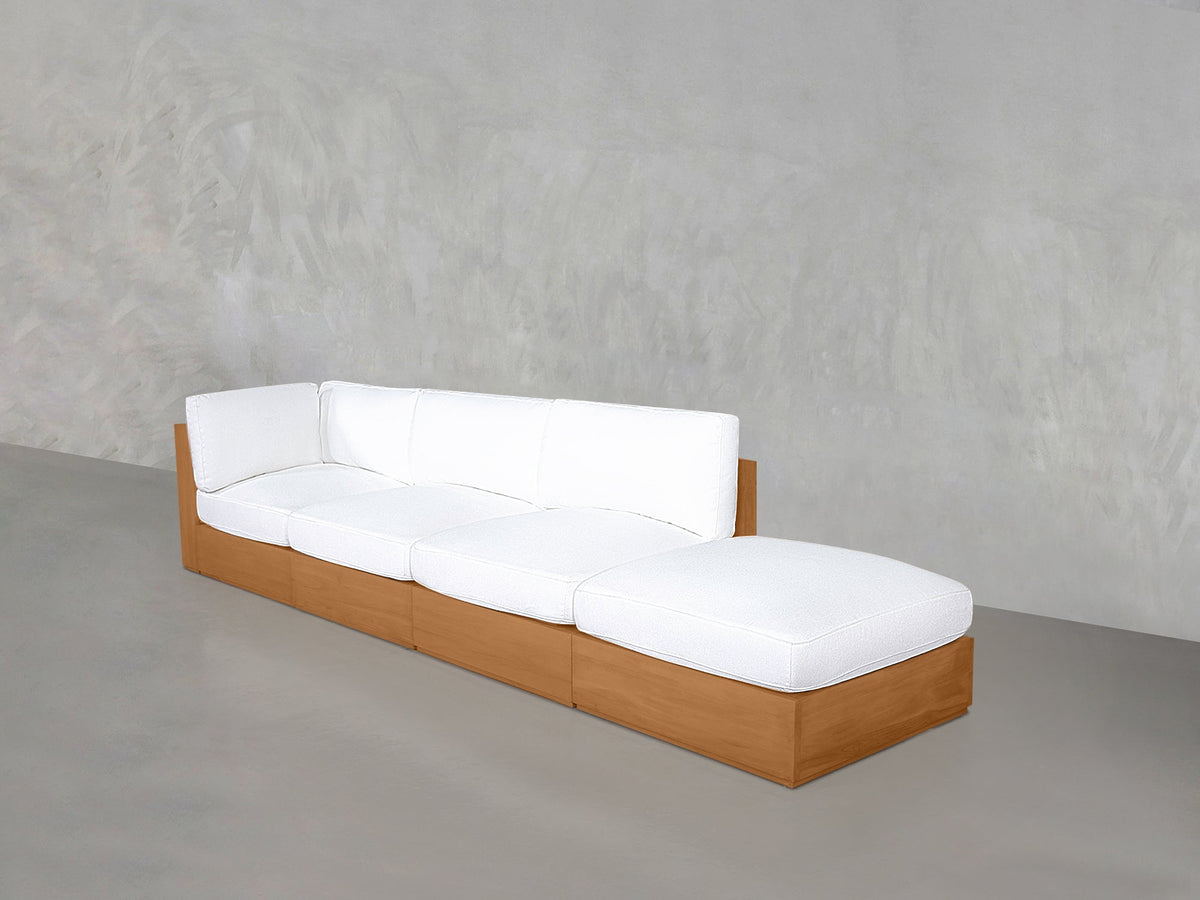 4-Seat Modular Lounger Sofa Teak Outdoor - 7th Avenue