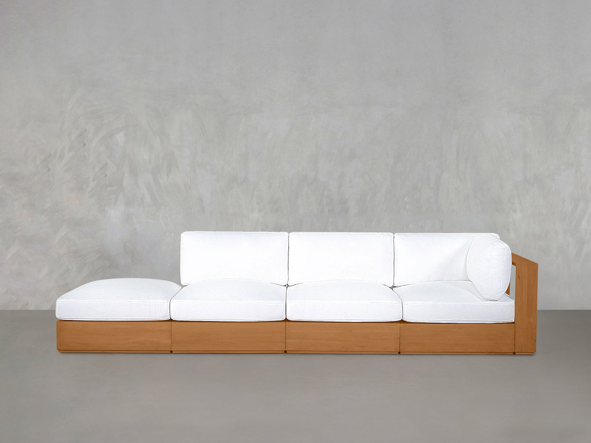 4-Seat Modular Lounger Sofa Teak Outdoor - 7th Avenue