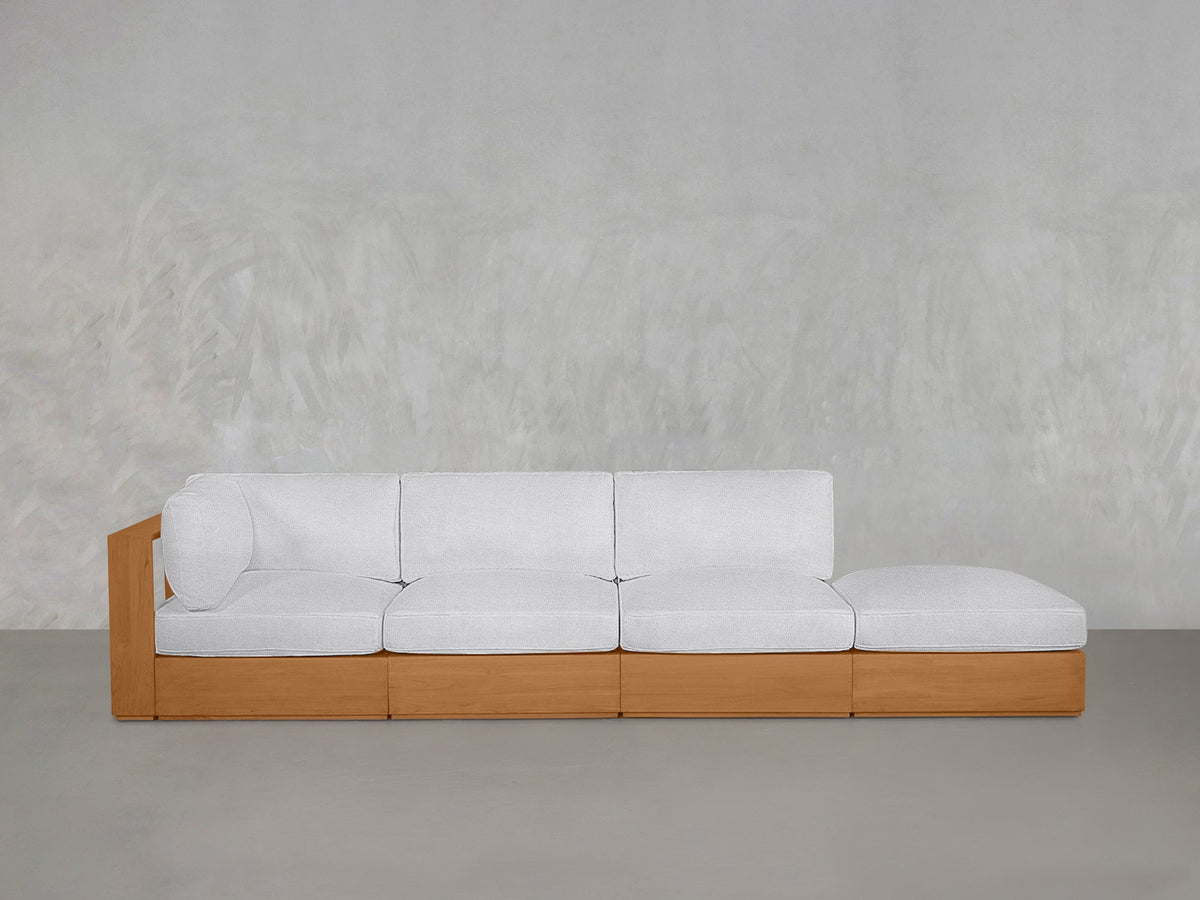 4-Seat Modular Lounger Sofa Teak Outdoor - 7th Avenue