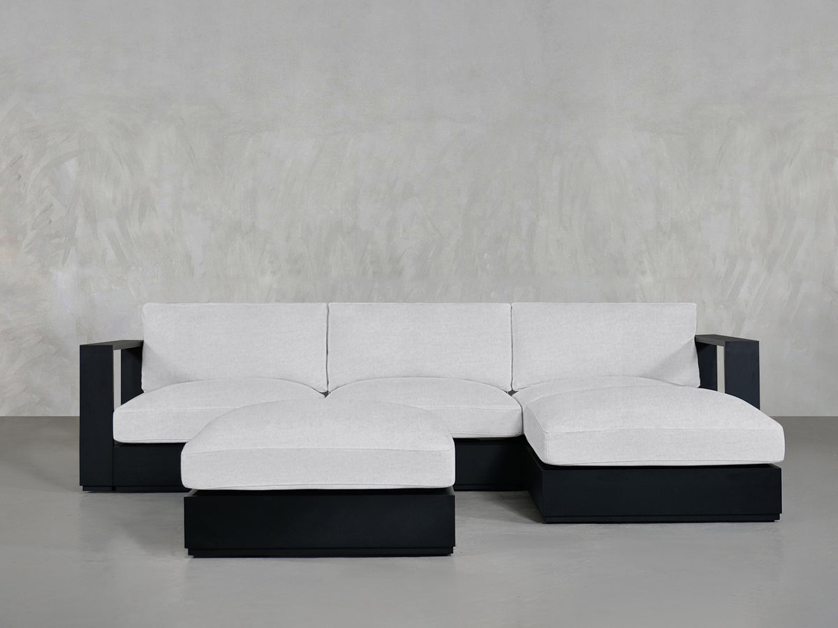 4-Seat Modular Chaise Sectional with Ottoman Aluminum Outdoor