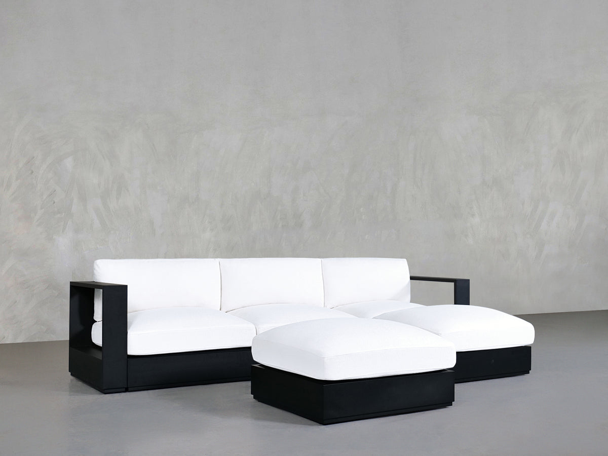 4-Seat Modular Chaise Sectional with Ottoman Aluminum Outdoor