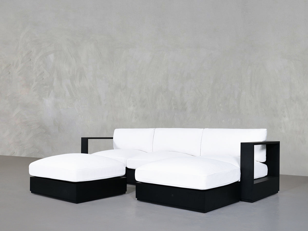 4-Seat Modular Chaise Sectional with Ottoman Aluminum Outdoor