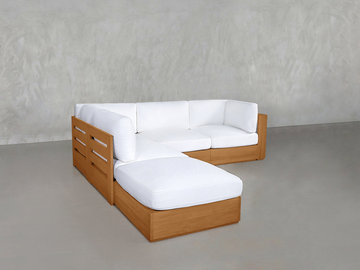 5-Seat Modular Corner Lounger Sectional Teak Outdoor