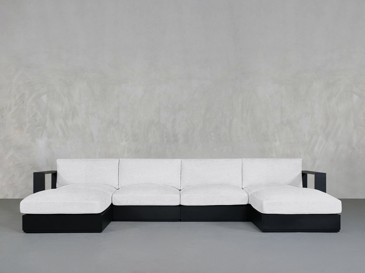 6-Seat Modular Double Chaise Sectional Aluminum Outdoor