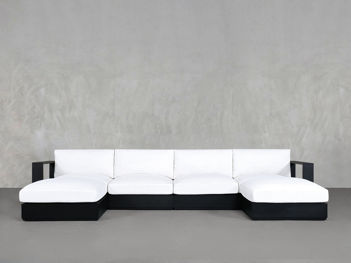 6-Seat Modular Double Chaise Sectional Aluminum Outdoor