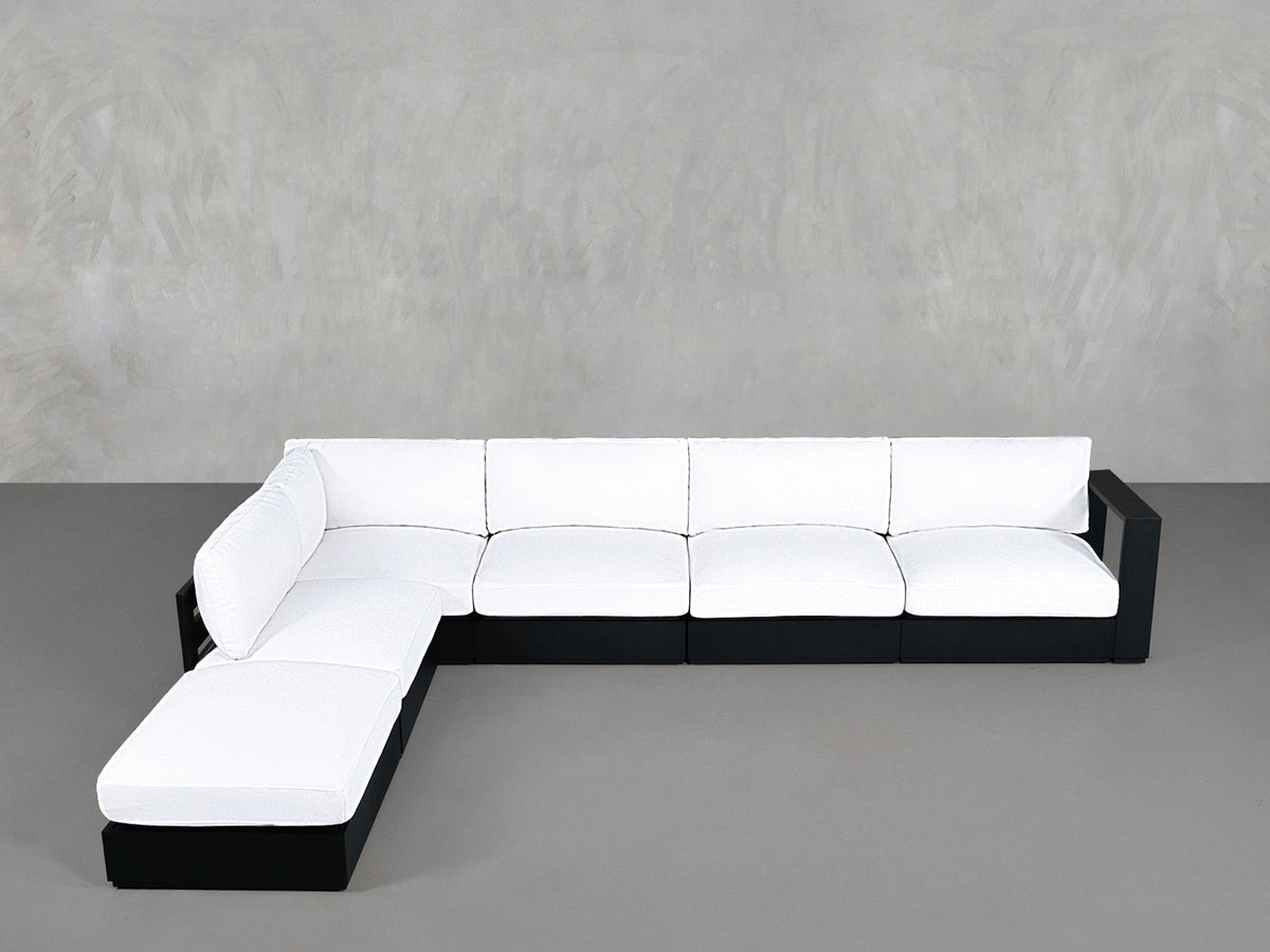 6 - Seat Modular Corner Lounger Sectional Aluminum Outdoor - 7th Avenue