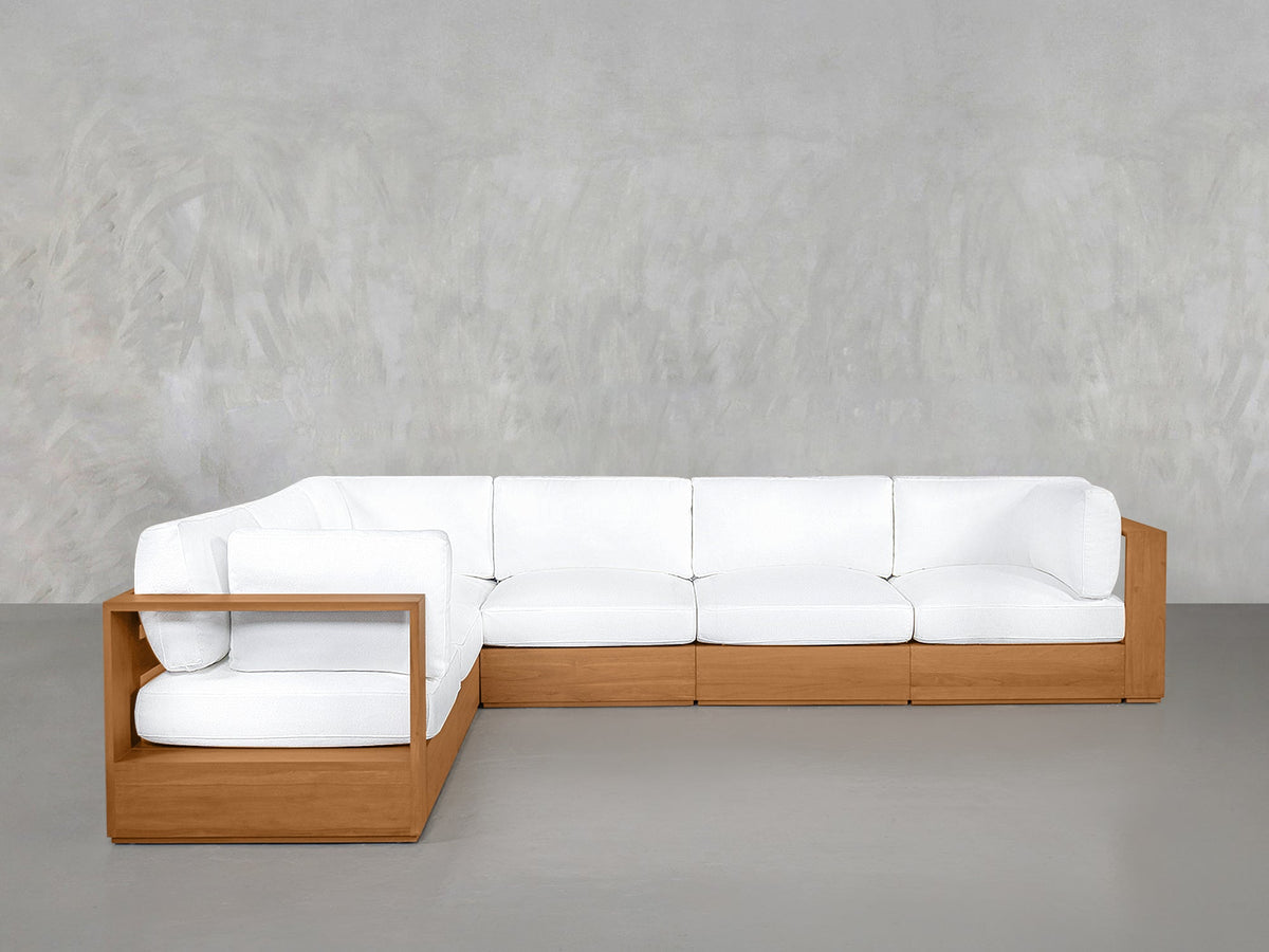 6-Seat Modular Corner Sectional Teak Outdoor - 7th Avenue