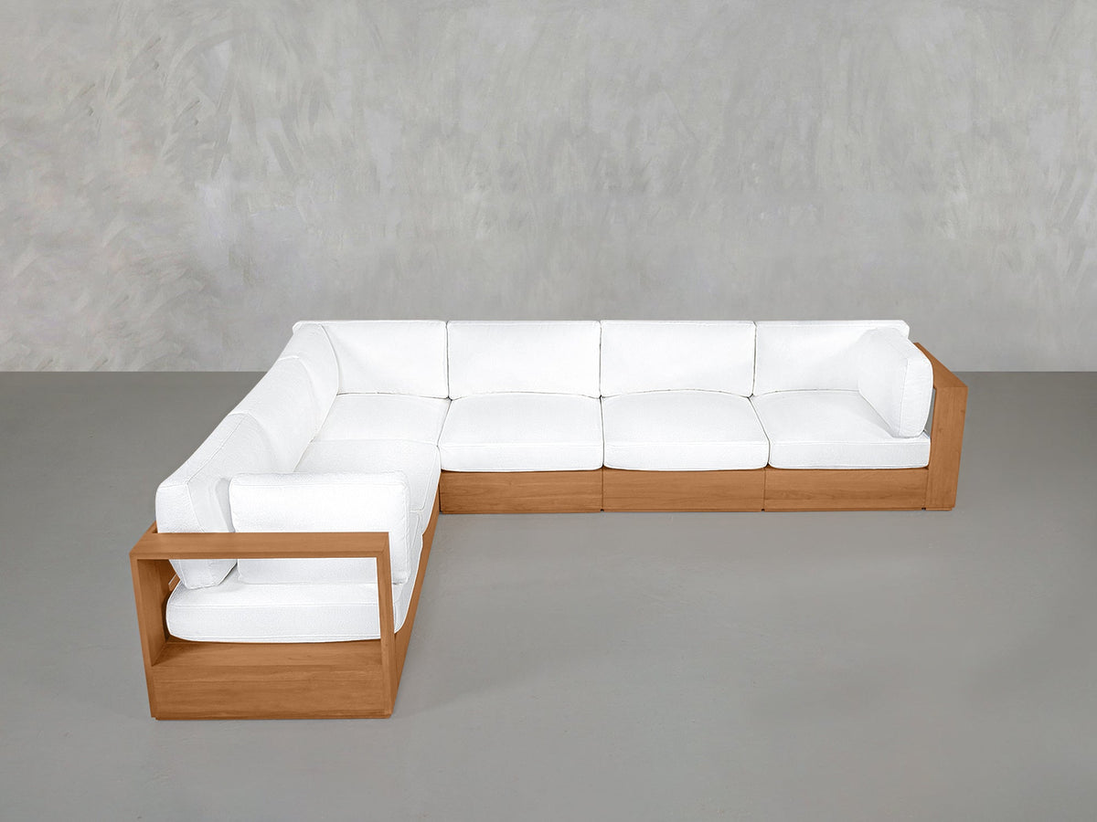 6-Seat Modular Corner Sectional Teak Outdoor - 7th Avenue
