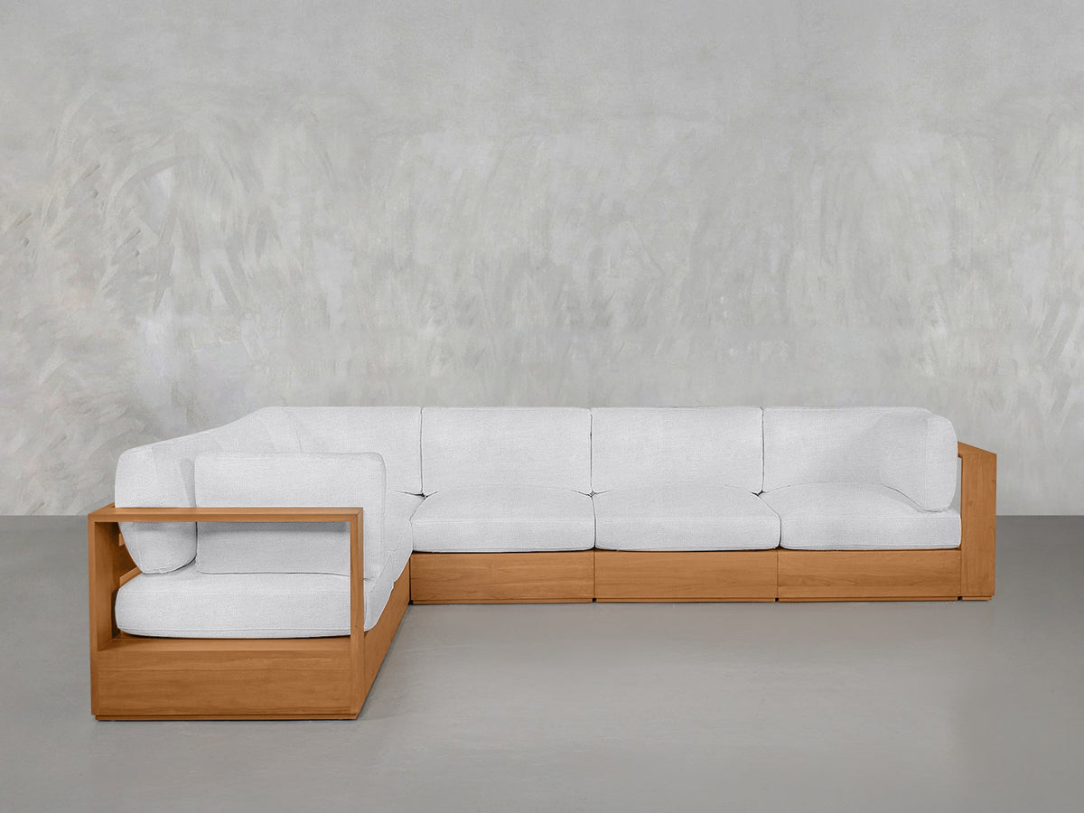 6-Seat Modular Corner Sectional Teak Outdoor - 7th Avenue