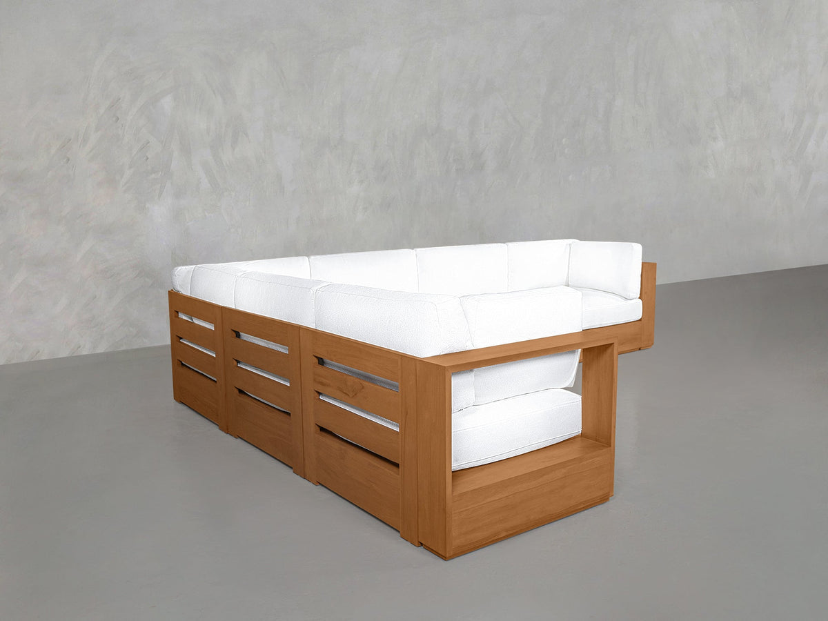 6-Seat Modular Corner Sectional Teak Outdoor - 7th Avenue