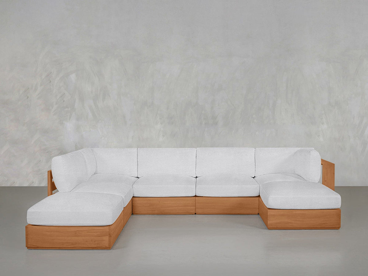 7 - Seat Modular Chaise Corner Lounger Sectional Teak Outdoor - 7th Avenue