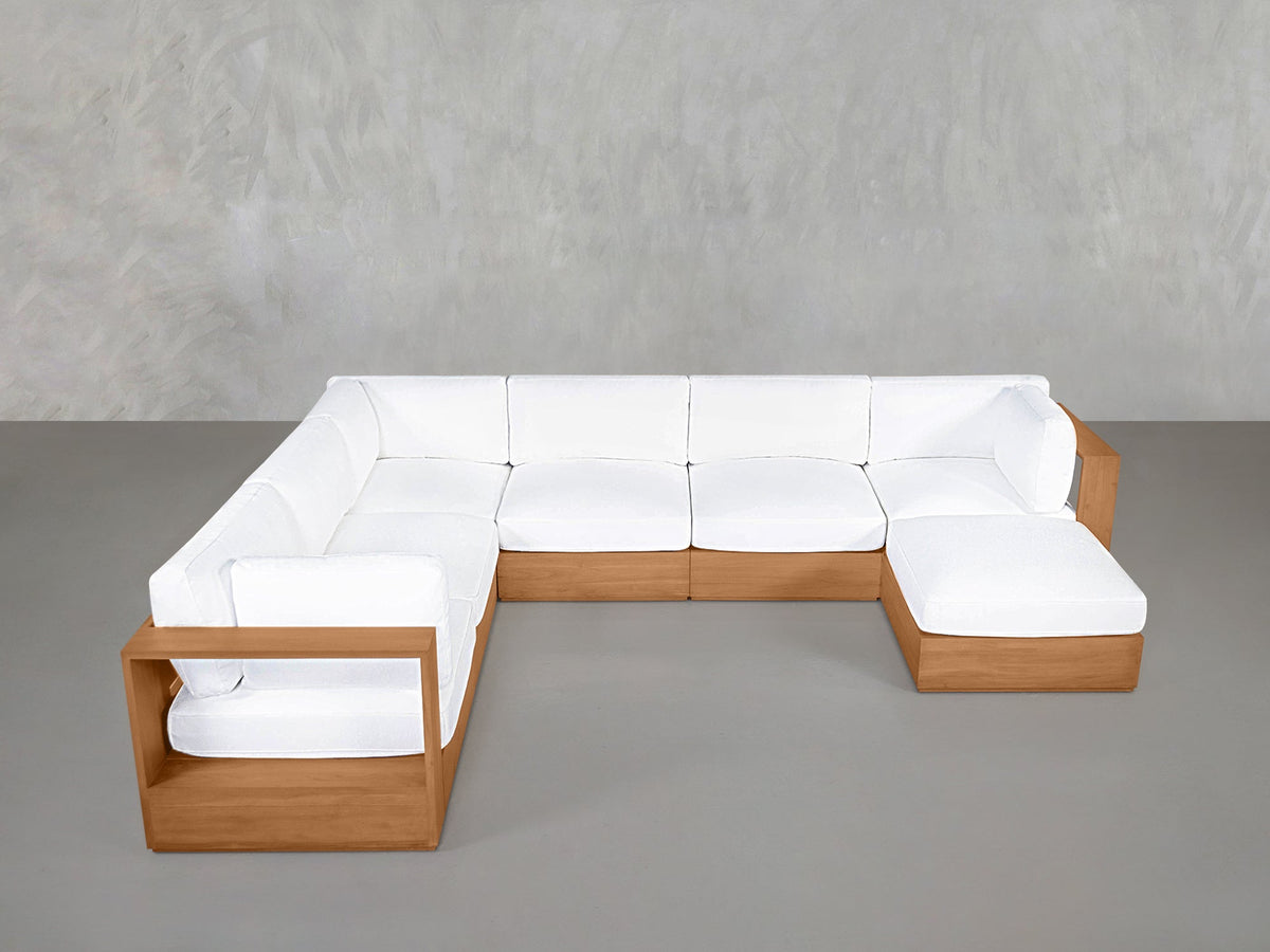 7-Seat Modular Corner Sectional Teak Outdoor - 7th Avenue