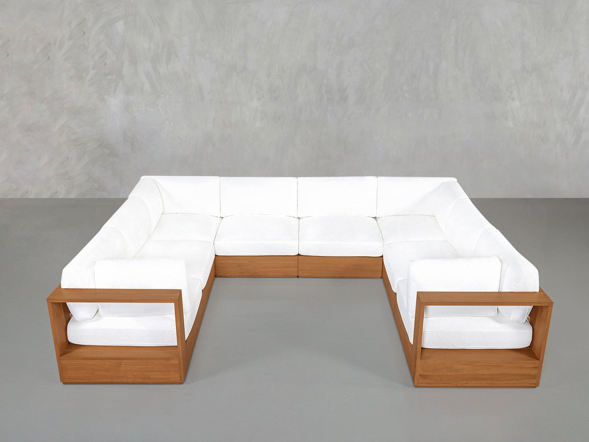 8-Seat Modular U-Sectional Teak Outdoor - 7th Avenue