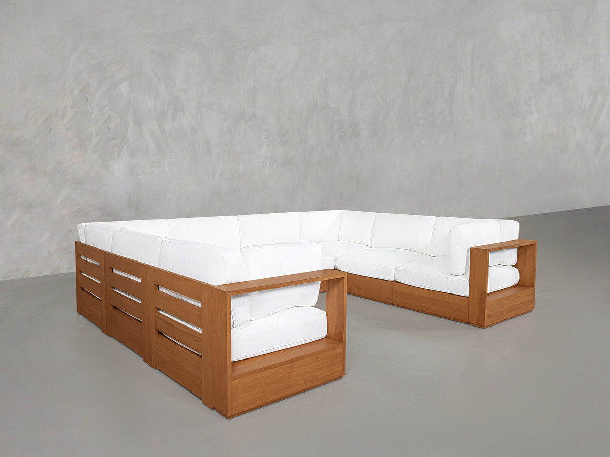 8-Seat Modular U-Sectional Teak Outdoor - 7th Avenue