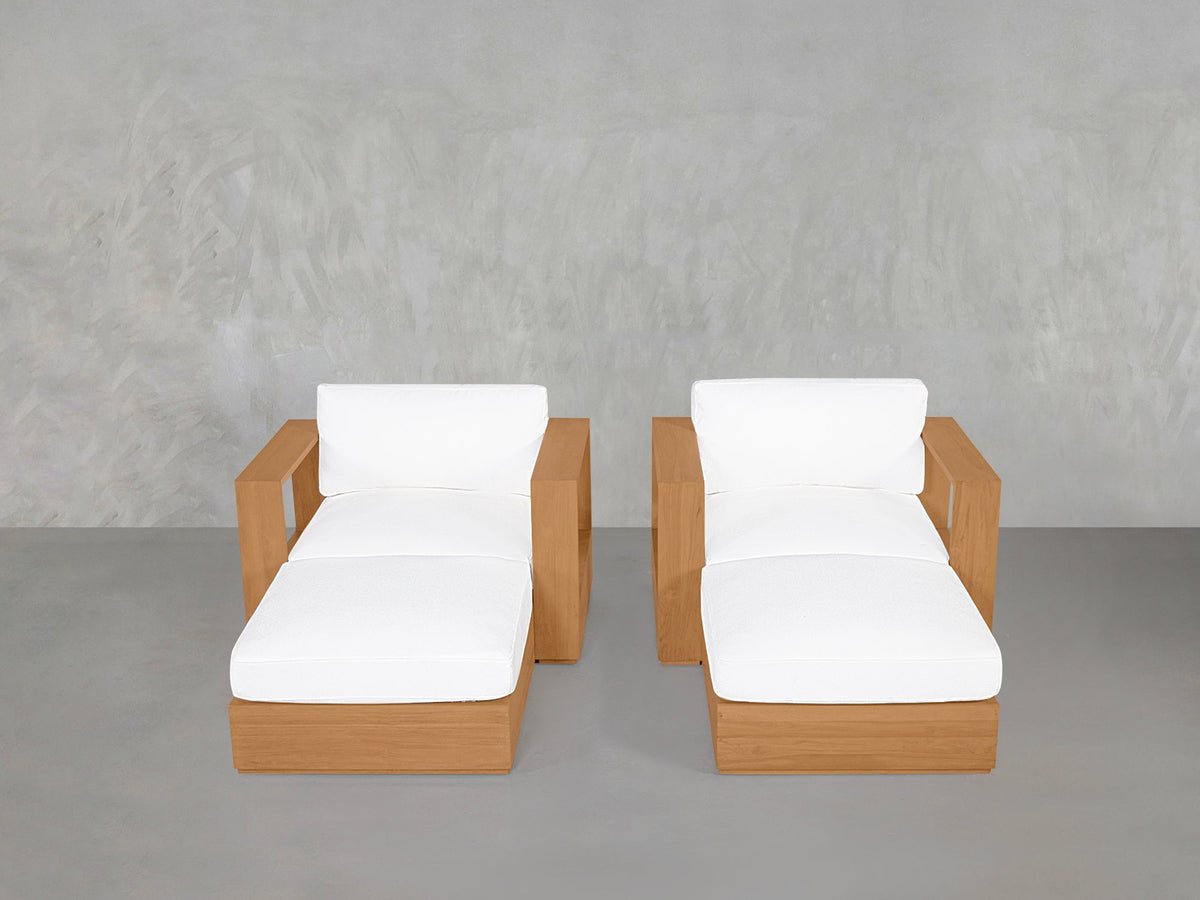 Double Armchairs with Ottomans Teak Outdoor - 7th Avenue
