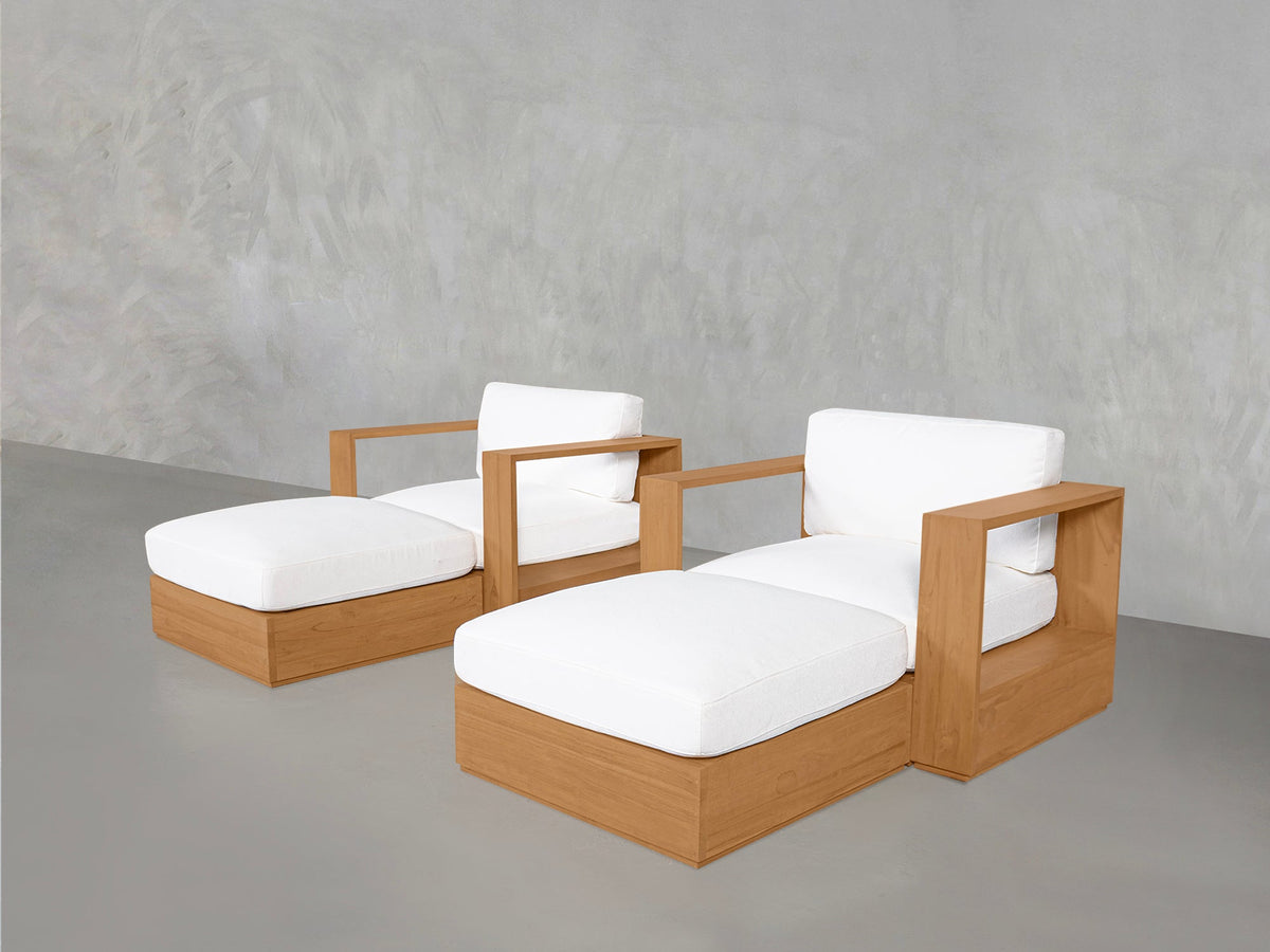 Double Armchairs with Ottomans Teak Outdoor - 7th Avenue