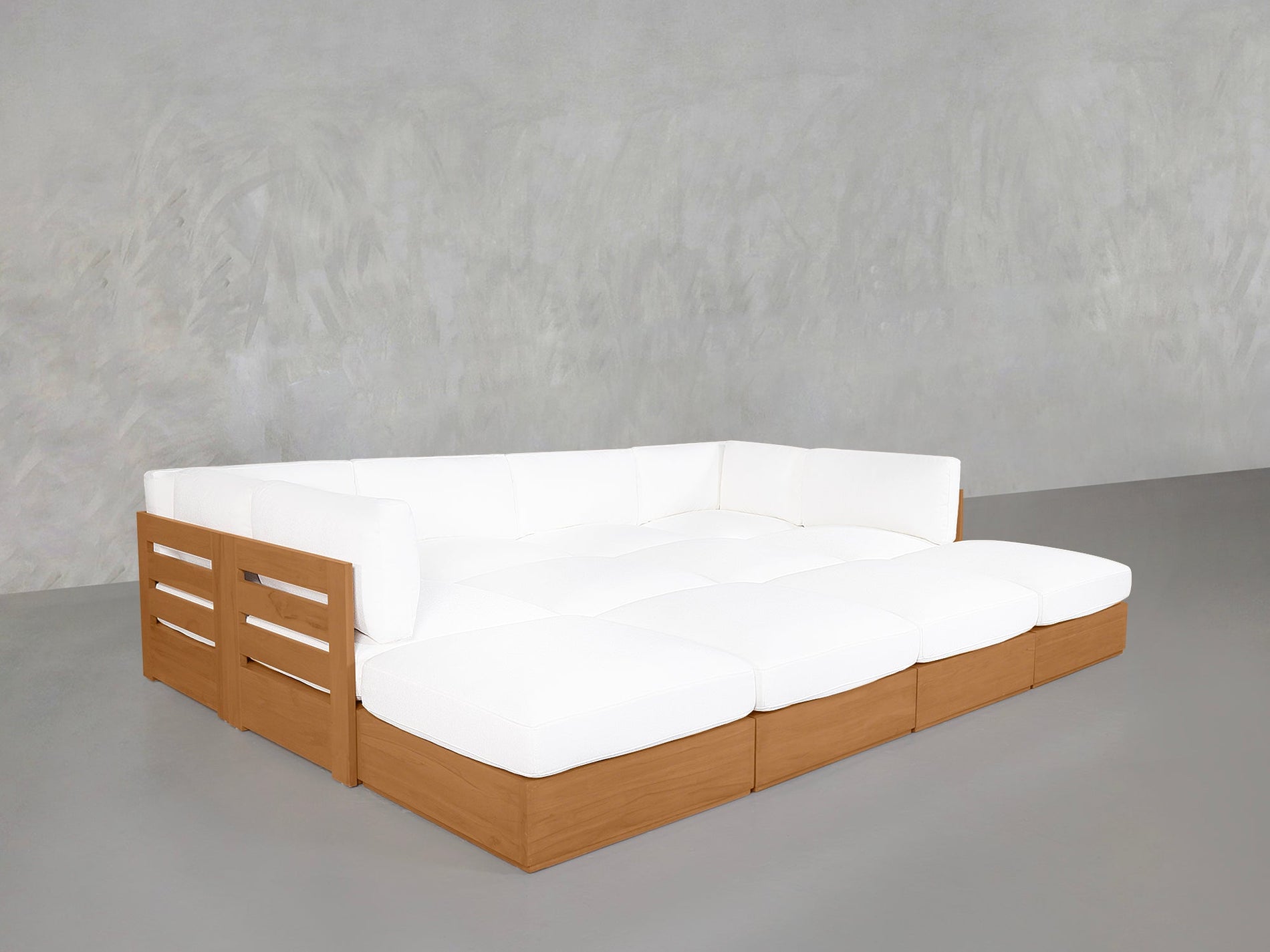 12 - Seat Deep Modular Daybed Teak Outdoor - 7th Avenue