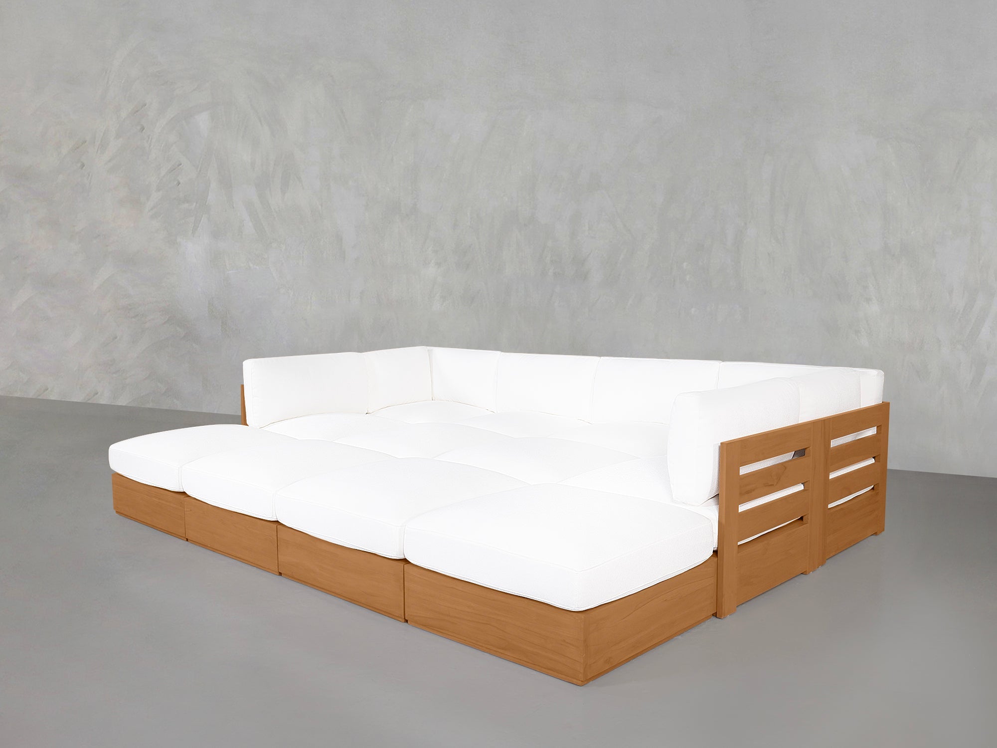 12 - Seat Deep Modular Daybed Teak Outdoor - 7th Avenue