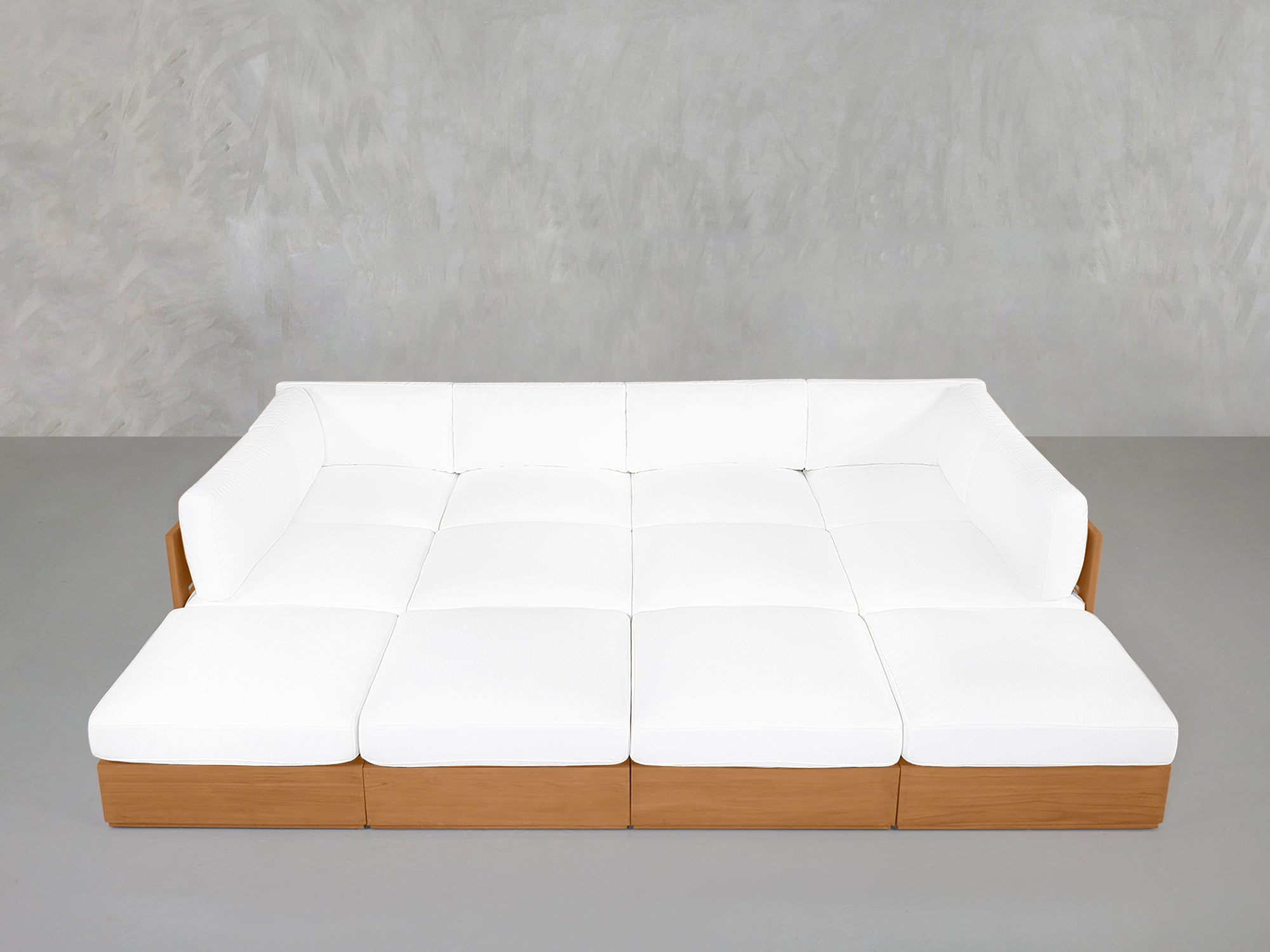 12 - Seat Deep Modular Daybed Teak Outdoor - 7th Avenue