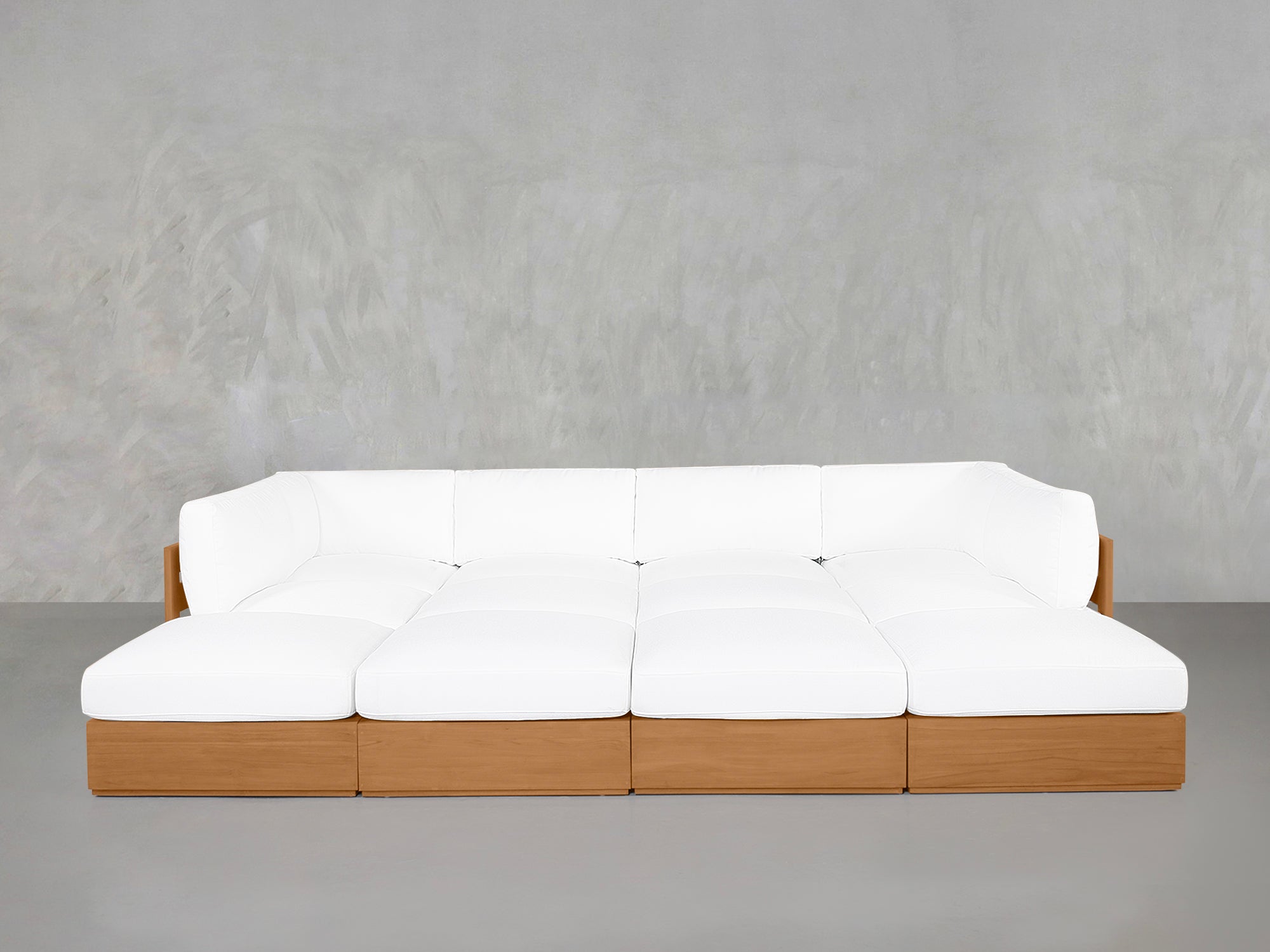 12 - Seat Deep Modular Daybed Teak Outdoor - 7th Avenue