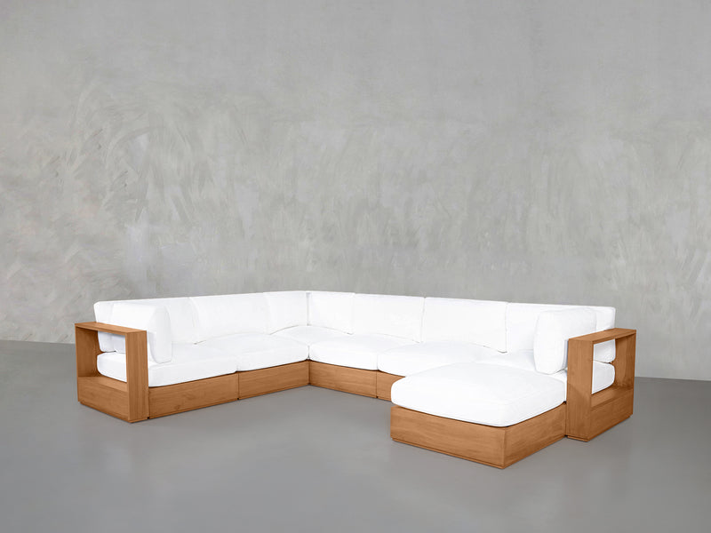 7-Seat Modular Corner Sectional Teak Outdoor