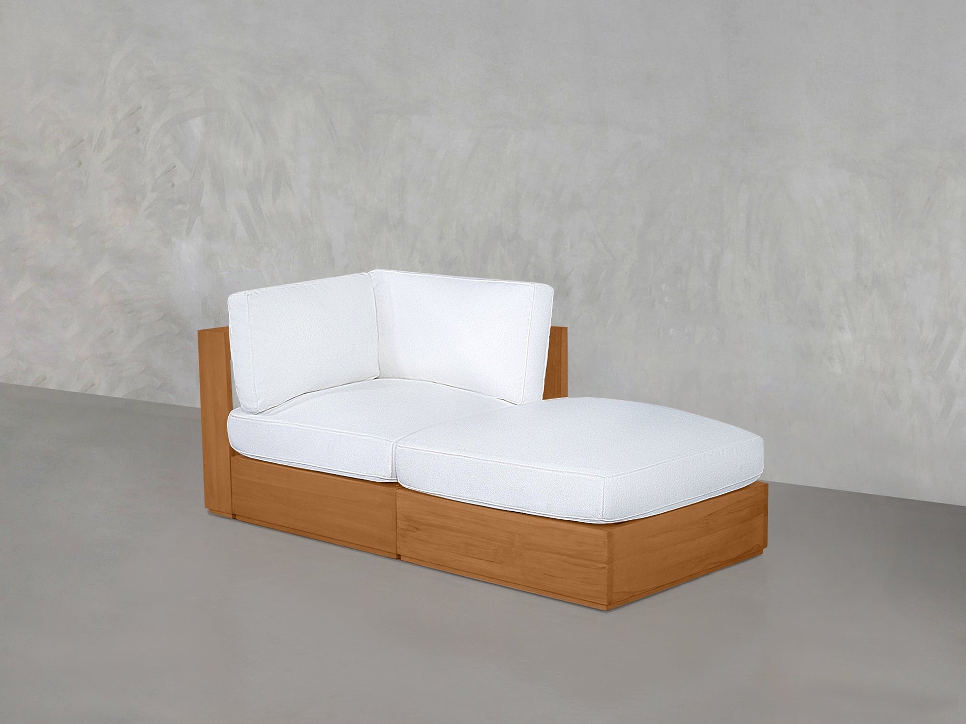 2-Seat Modular Lounger Loveseat Teak Outdoor - 7th Avenue