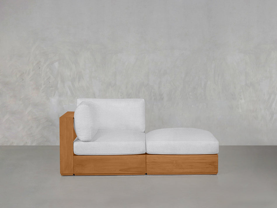 2-Seat Modular Lounger Loveseat Teak Outdoor - 7th Avenue