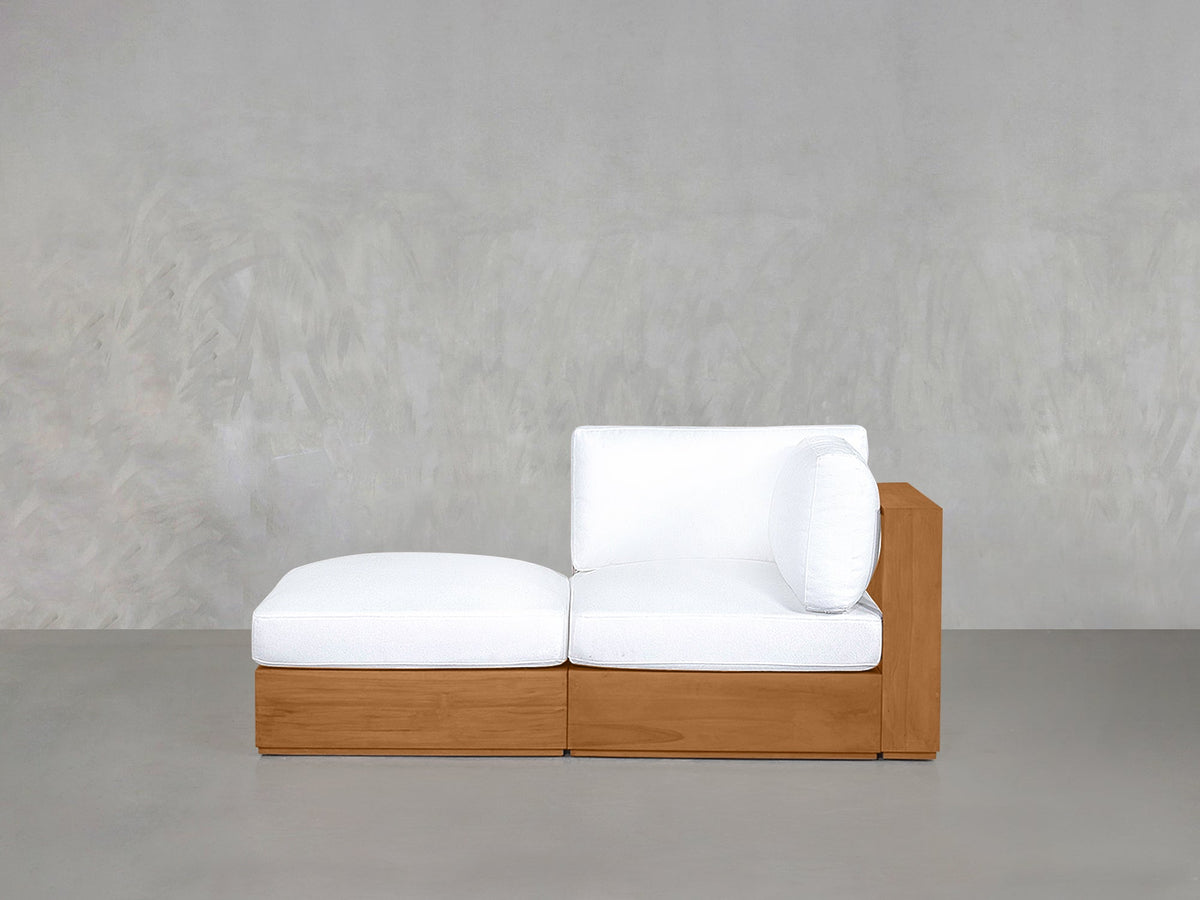 2-Seat Modular Lounger Loveseat Teak Outdoor - 7th Avenue