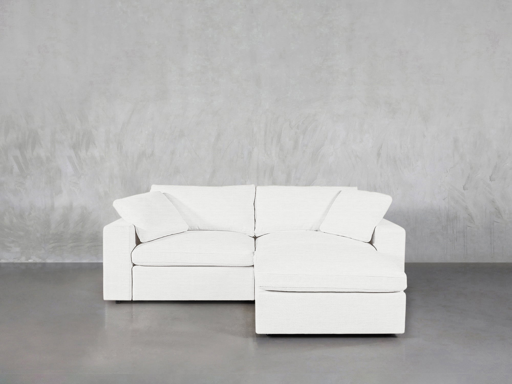 【clore＋】Airy Soft-Sheer Blouson ホワイト 3-Seat Modular Chaise Sectional Sofa | 7th Avenue