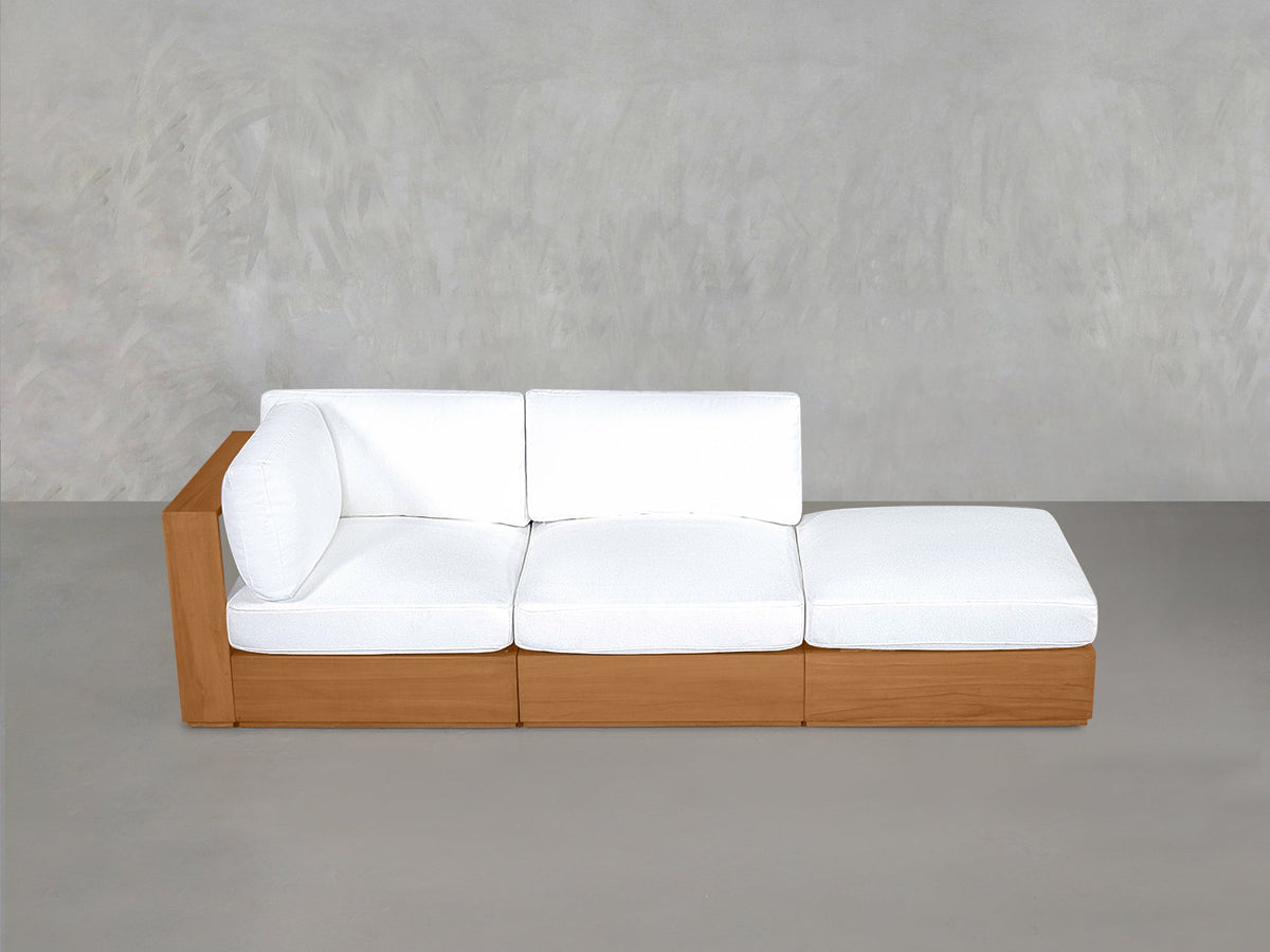 3-Seat Modular Lounger Sofa Teak Outdoor - 7th Avenue