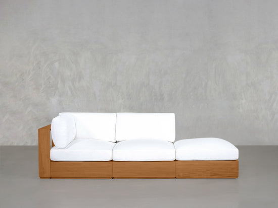 3-Seat Modular Lounger Sofa Teak Outdoor - 7th Avenue