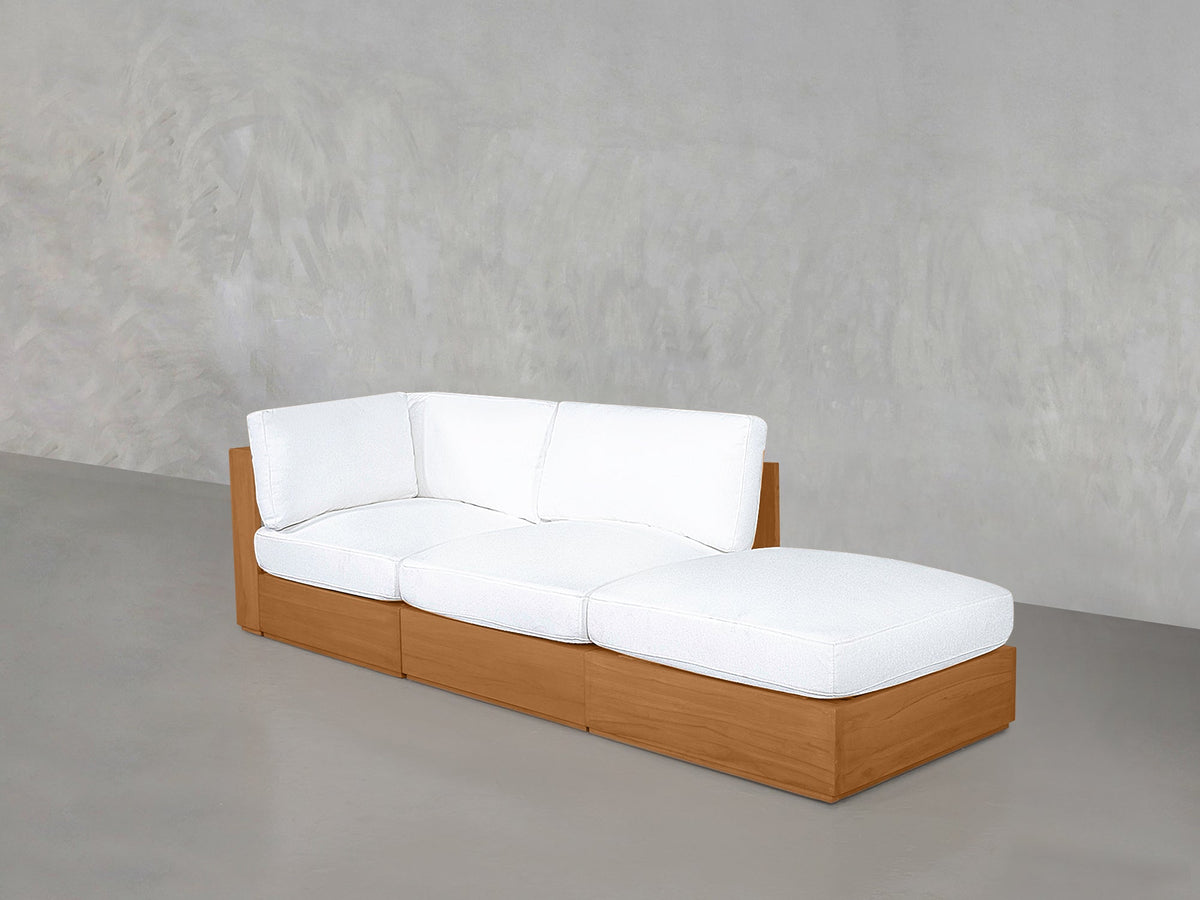 3-Seat Modular Lounger Sofa Teak Outdoor - 7th Avenue