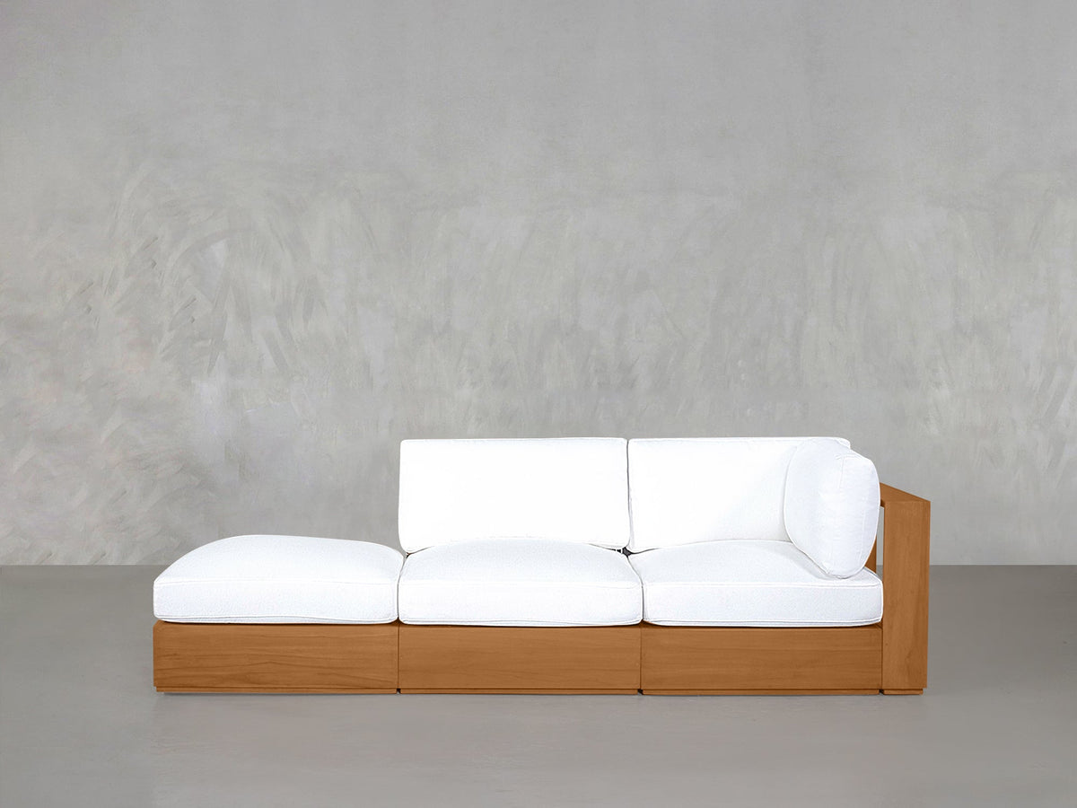 3-Seat Modular Lounger Sofa Teak Outdoor - 7th Avenue
