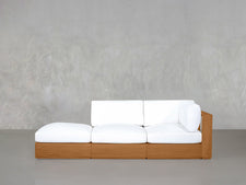 3-Seat Modular Lounger Sofa Teak Outdoor - 7th Avenue
