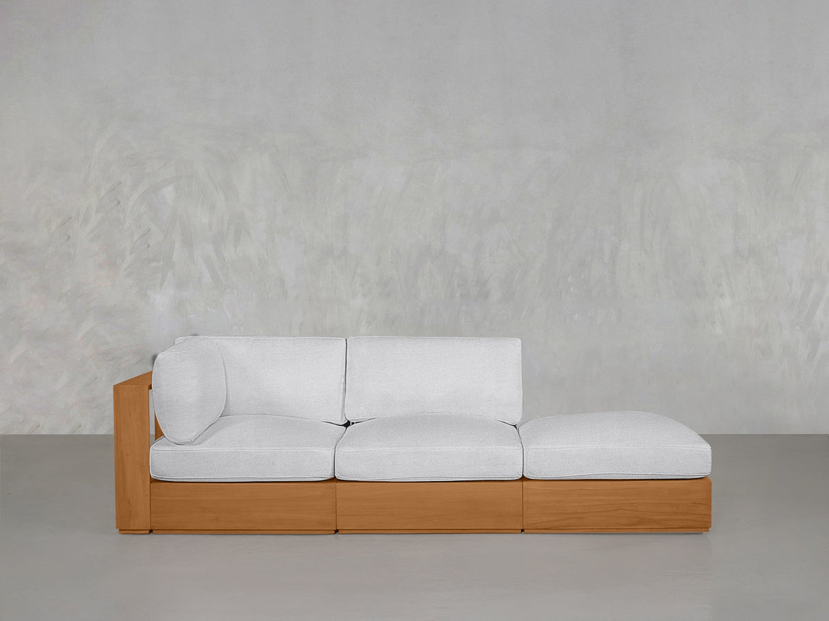 3-Seat Modular Lounger Sofa Teak Outdoor - 7th Avenue