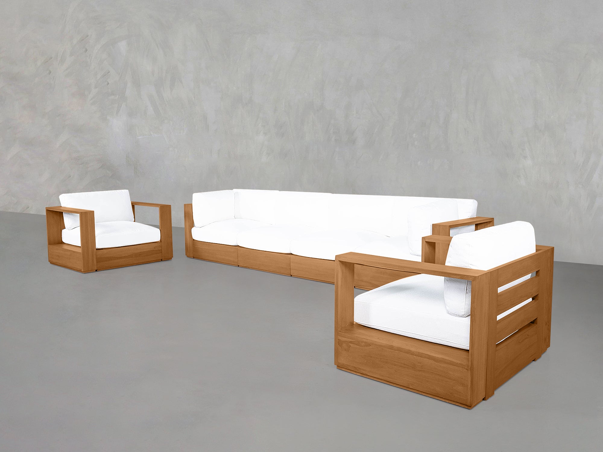 4-1-1 Sofa & Armchair Set Teak Outdoor - 7th Avenue
