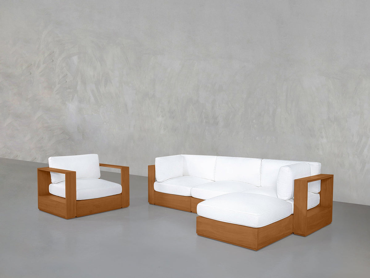 4-1 Sectional & Armchair Set Teak Outdoor - 7th Avenue