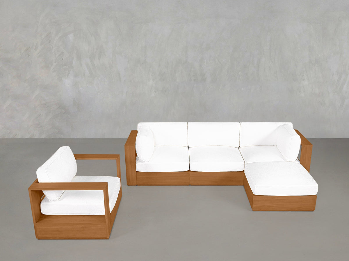 4-1 Sectional & Armchair Set Teak Outdoor - 7th Avenue