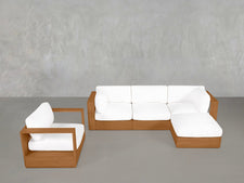 4-1 Sectional & Armchair Set Teak Outdoor - 7th Avenue